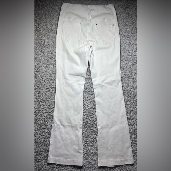 Lysse Pants Womens Large White Knit Denim Flare Bell Bottoms Stretch High Waist - Picture 5 of 5